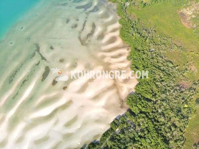 aerial view of the beach near the satellite image and layout of the land for sale between coconut beach and pagoda beach koh rong cambodia