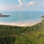 Aerial view of the land for sale between coconut beach and pagoda beach koh rong cambodia