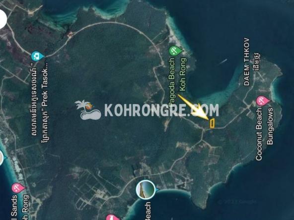 satellite image and layout of the land for sale between coconut beach and pagoda beach koh rong