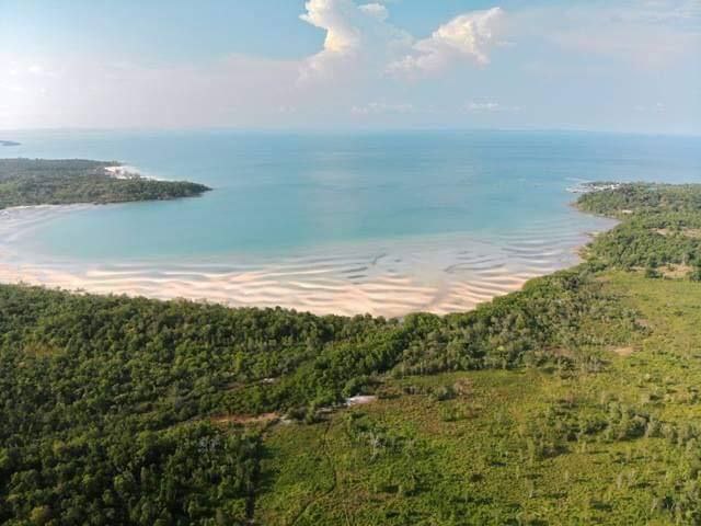 Aerial view of the land for sale between coconut beach and pagoda beach koh rong cambodia