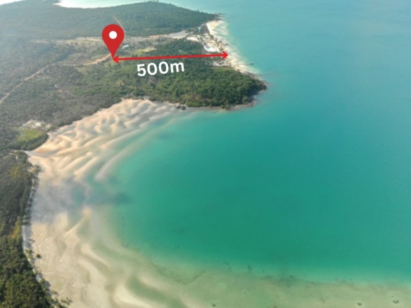 main road corner land with hard title for sale at Pagoda beach in Koh Rong