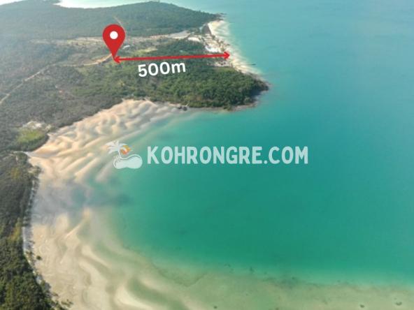 aerial view of the main road land for sale at Pagoda beach in Koh Rong