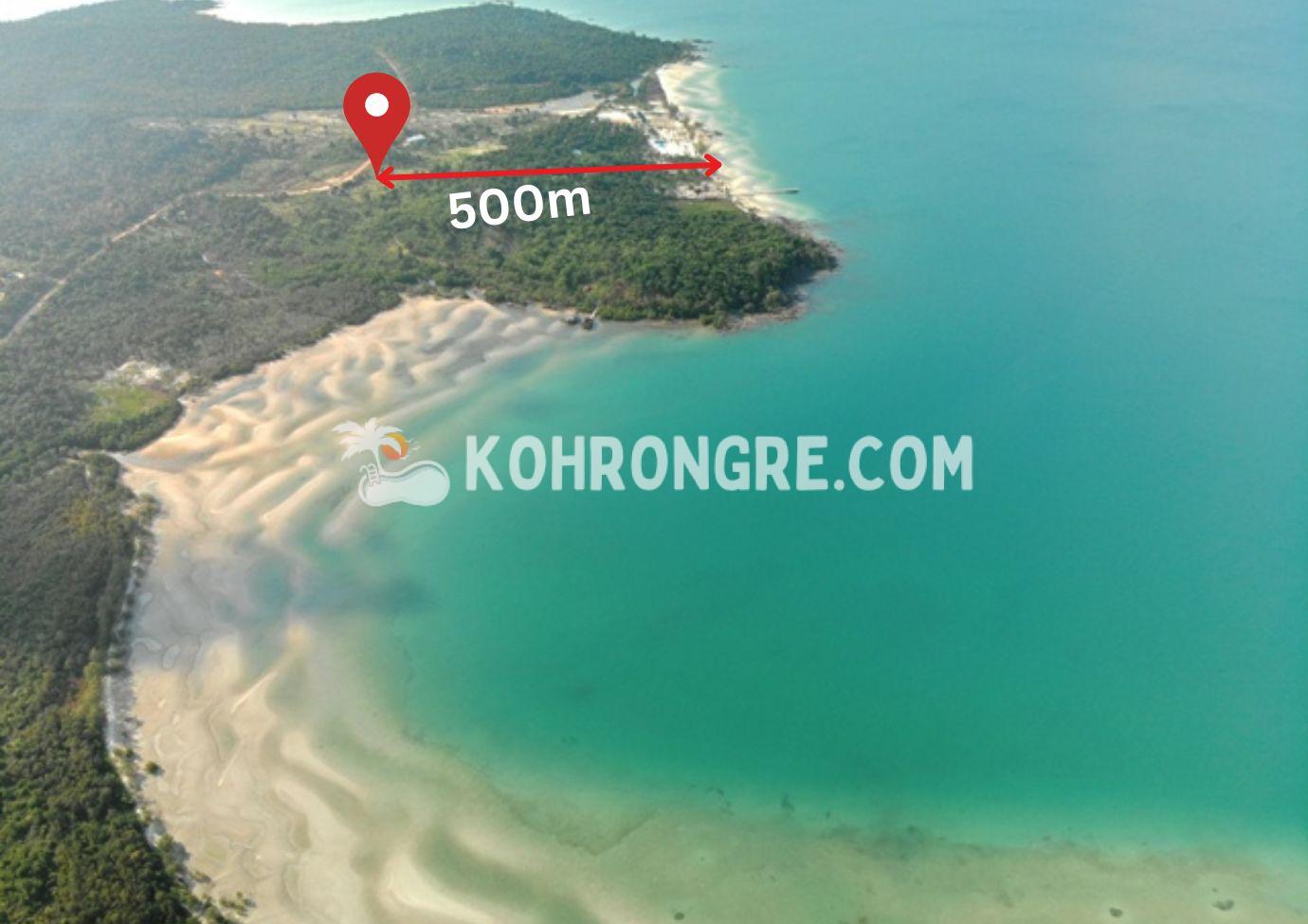 aerial view of the main road land for sale at Pagoda beach in Koh Rong