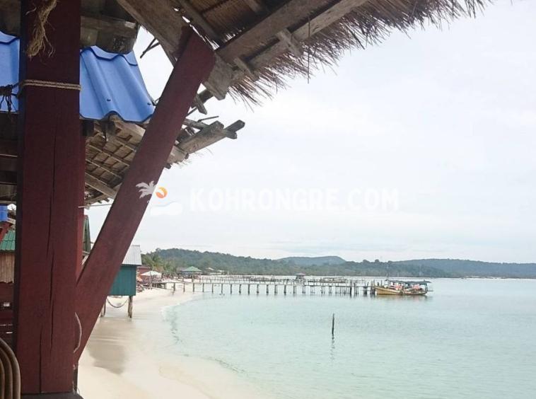a view from the balcony of the beach resort business for rent in sok san beach cambodia