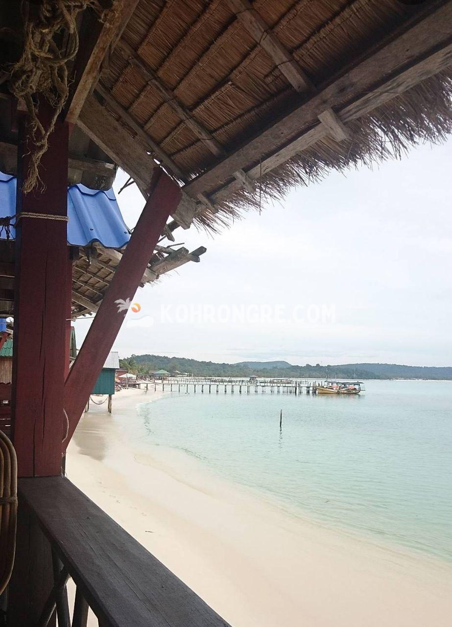 a view from the balcony of the beach resort business for rent in sok san beach cambodia