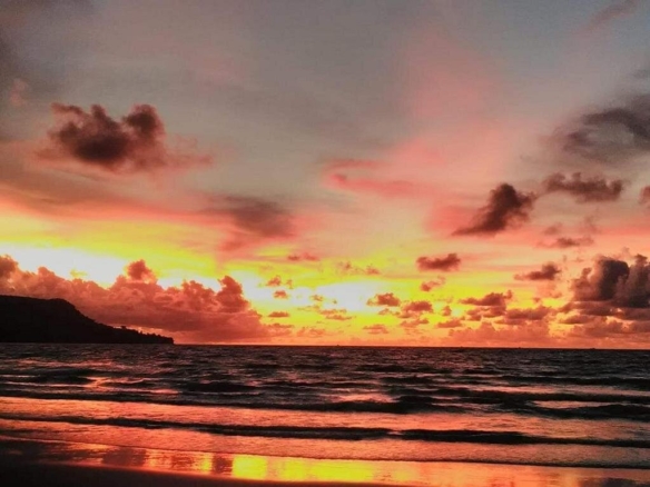 sunset in lonely beach koh rong preah sihanouk cambodia